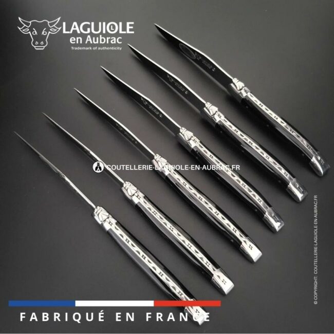 6 couteaux de table laguiole en corne pressée