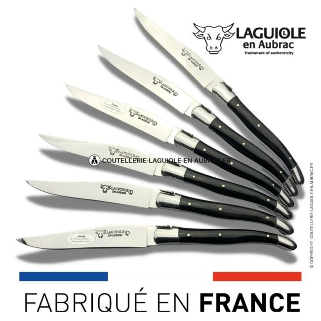 6 couteaux de table laguiole en corne pressée