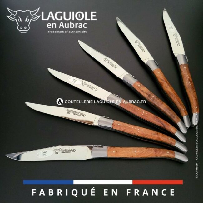 6 couteaux de table laguiole en bois de thuya