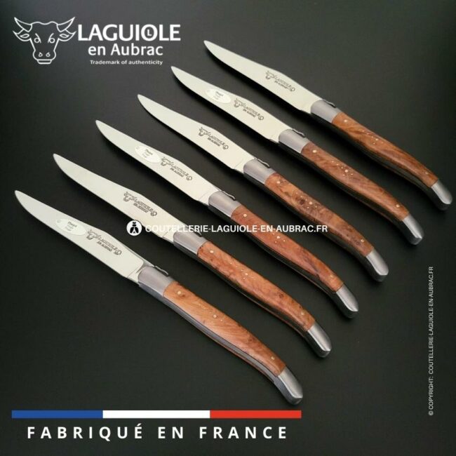 6 couteaux de table laguiole en bois de thuya