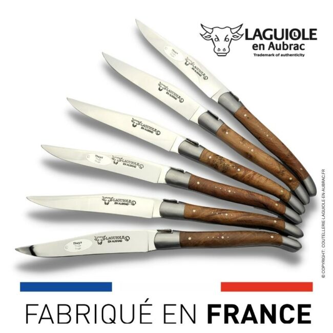 6 couteaux de table laguiole en bois de thuya