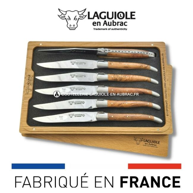 6 couteaux de table laguiole en bois de thuya