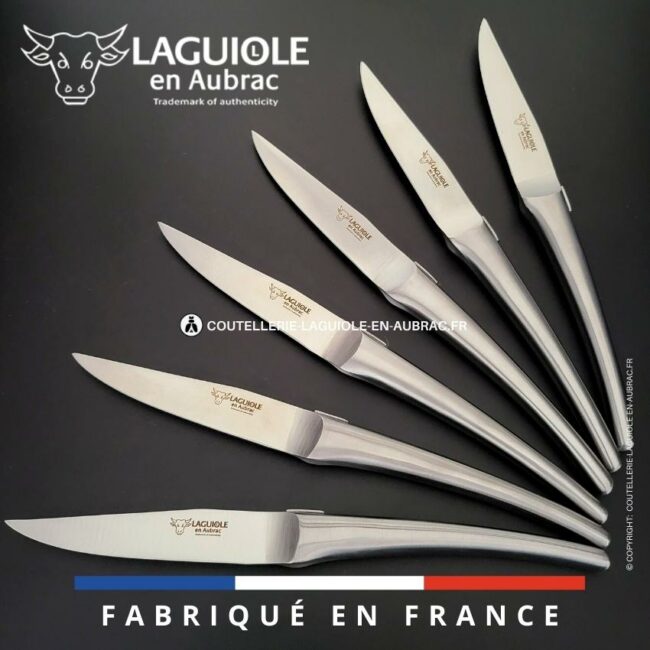 6 couteaux de table laguiole monobloc satiné