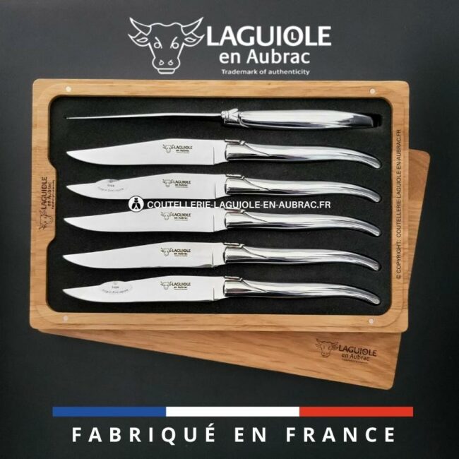 6 couteaux de table laguiole tout inox brillant