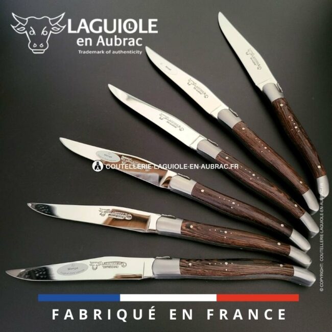 6 couteaux de table laguiole en bois de wenge