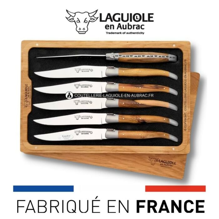 6 couteaux de table laguiole en bois de pistachier