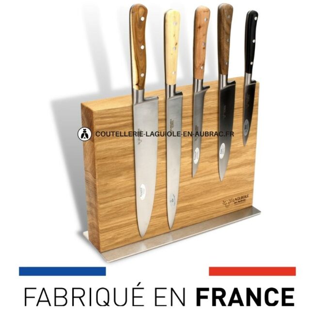 bloc aimanté + 5 couteaux de cuisine laguiole en aubrac