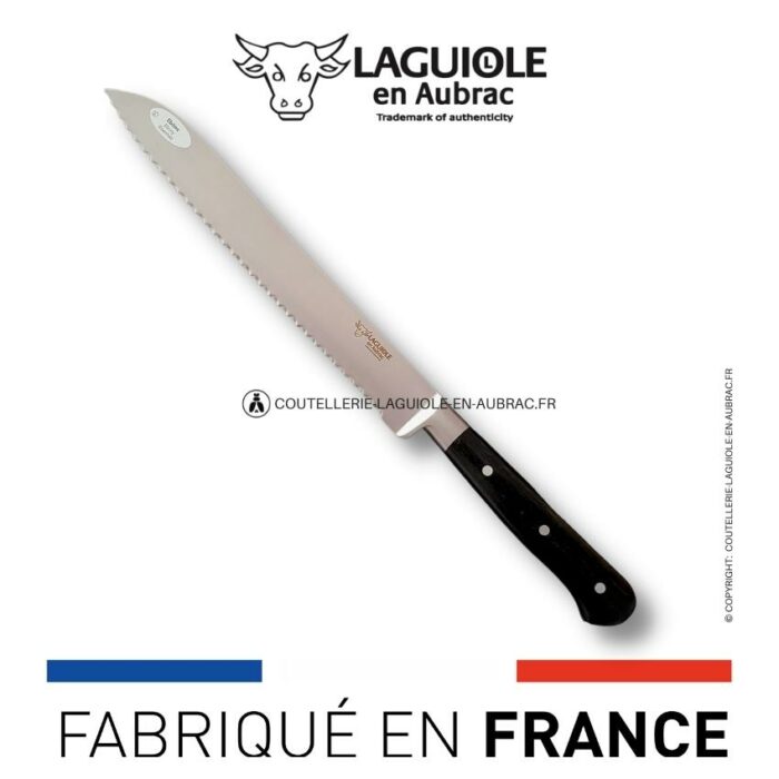 couteau à pain laguiole en aubrac manche ebène