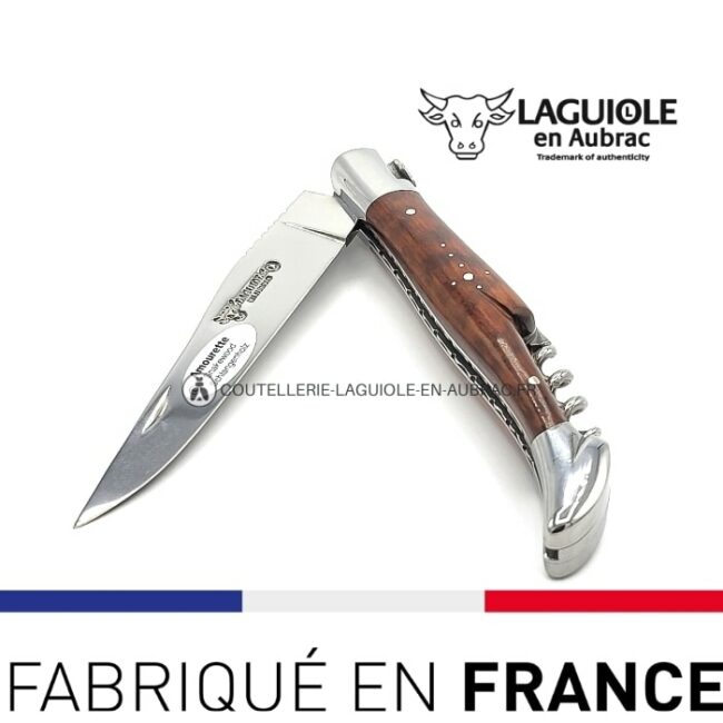 couteau de poche laguiole tire bouchon 12cm amourette double platine