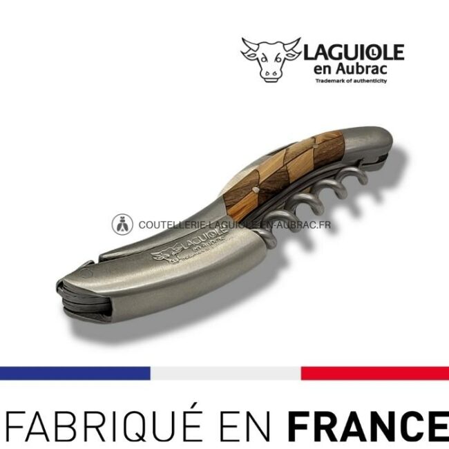 sommelier laguiole en aubrac damier genévrier/noyer inox satiné