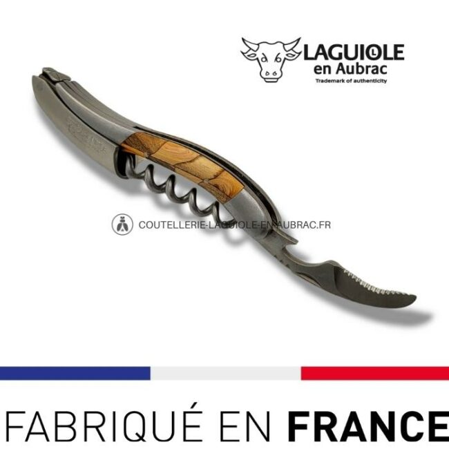 sommelier laguiole en aubrac damier genévrier/noyer inox satiné