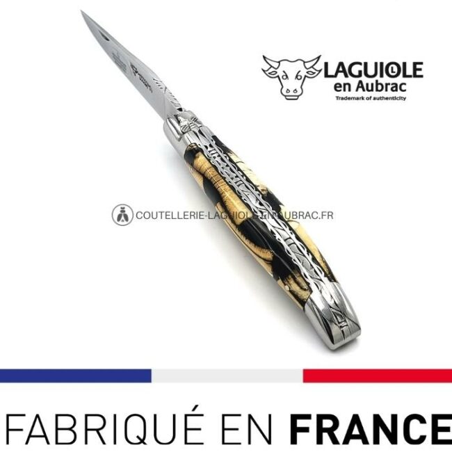 couteau laguiole 12cm double platines nougatine ivoire
