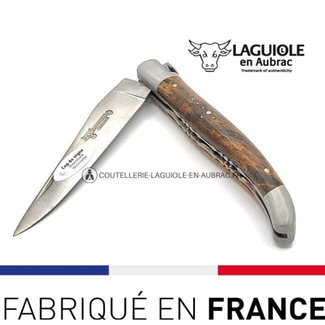 couteau laguiole double platines 12cm cep de vigne