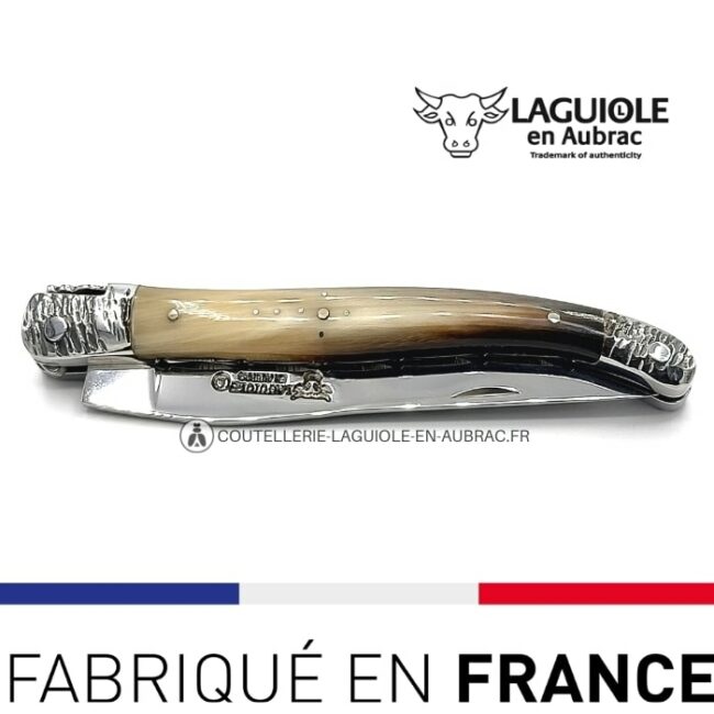 couteau laguiole pliant double platines manche mitres martelées