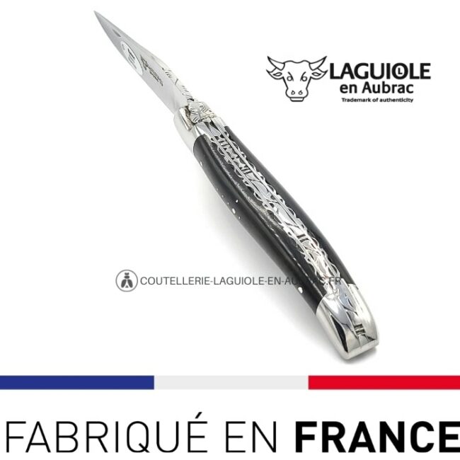 couteau pliant laguiole doubles platine manche ébène noir