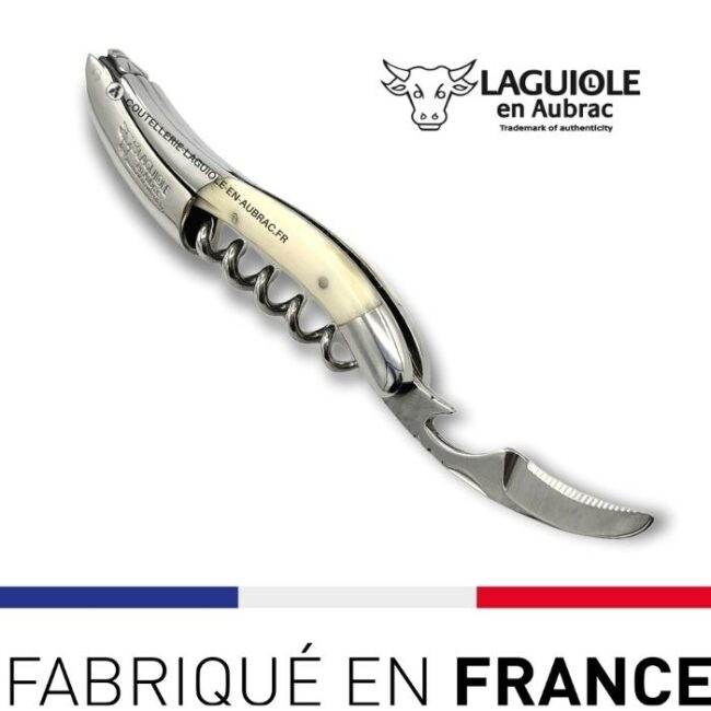 couteau sommelier laguiole manche os brillant