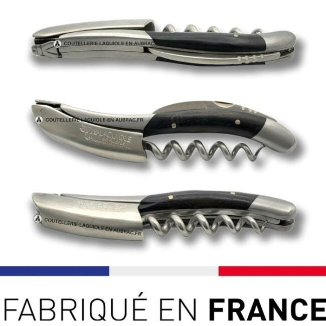 couteau sommelier tire bouchon laguiole manche ebene noir