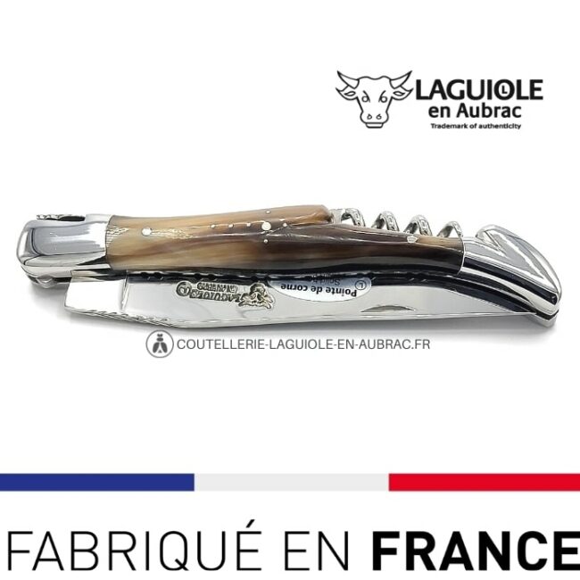 laguiole de poche avec tire bouchon manche corne double platine