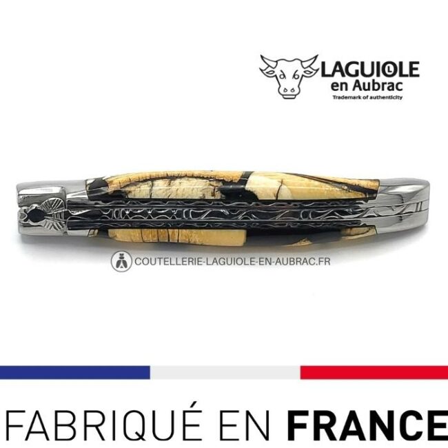 laguiole double platines 12cm manche nougatine