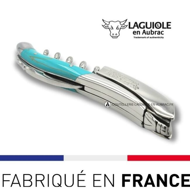 laguiole limonadier tire bouchon en turquoise
