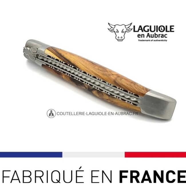 laguiole pliant 12cm doubles platines ressort spiral pistachier