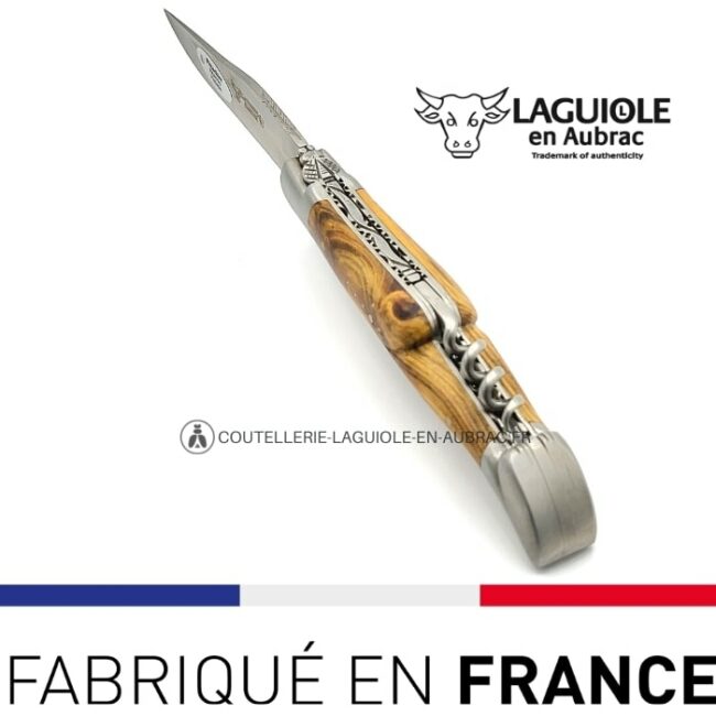 laguiole pliant avec tire bouchon manche pistachier double platine