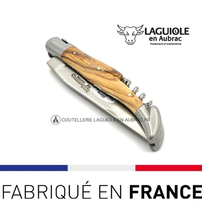 laguiole pliant avec tire bouchon olivier double platine