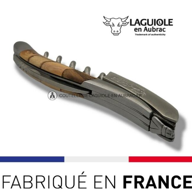 sommelier laguiole en aubrac damier genévrier/noyer inox satiné