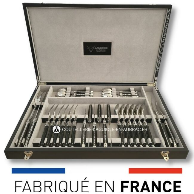 ménagère laguiole 28 pièces manches en bois d'ébène