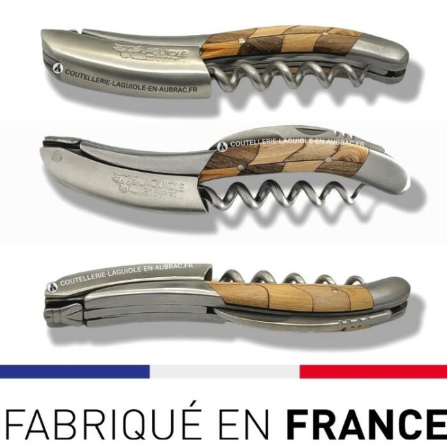 sommelier laguiole en aubrac damier genévrier/noyer inox satiné