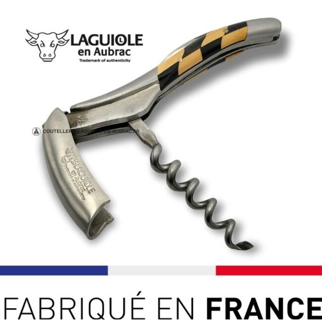 sommelier tire bouchon laguiole marqueterie damier ebene olivier