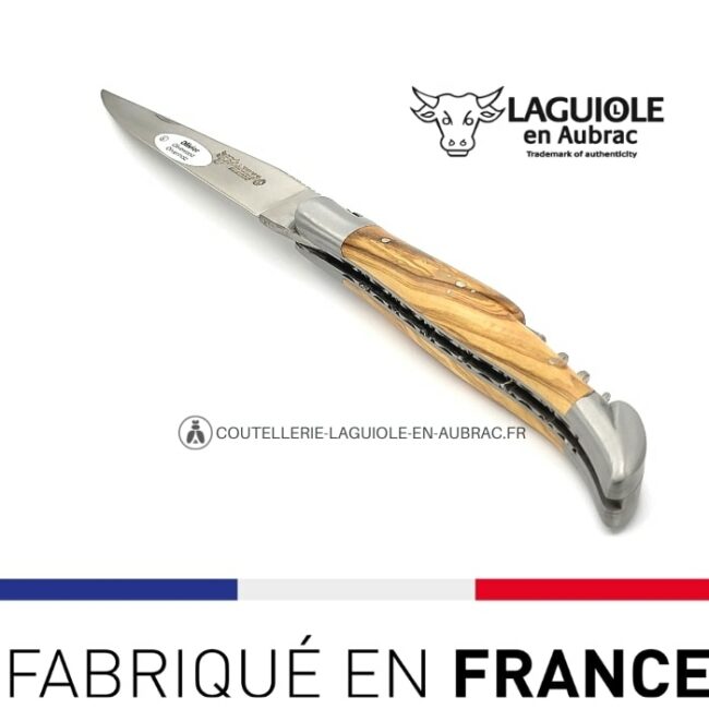 tire bouchon laguiole 12cm manche olivier double platine