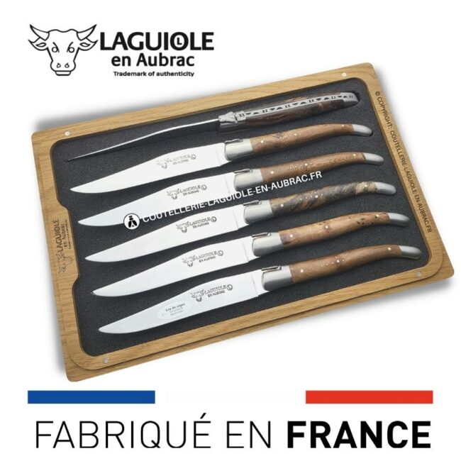 6 couteaux de table laguiole en bois de cep de vigne