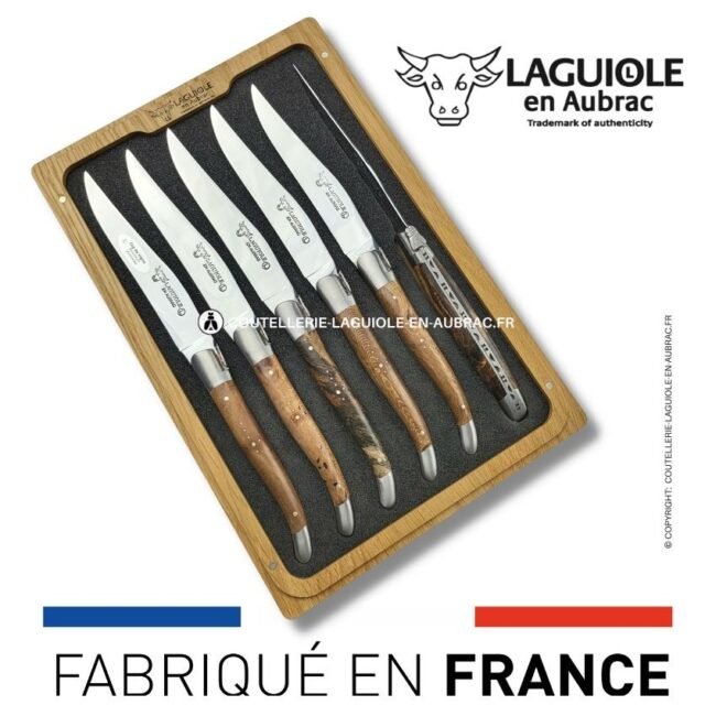 6 couteaux de table laguiole en bois de cep de vigne