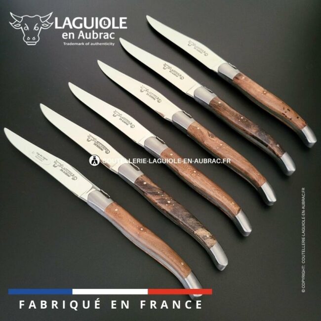 6 couteaux de table laguiole en bois de cep de vigne