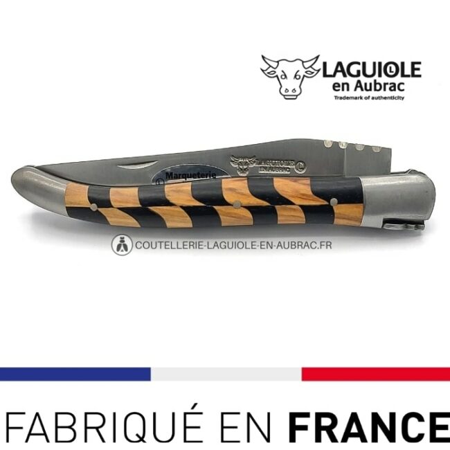 couteau damier laguiole en aubrac ébène olivier