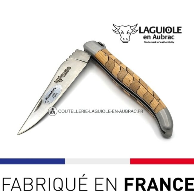 couteau laguiole damier genévrier et noyer