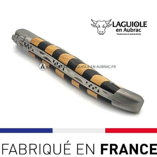 couteau laguiole en aubrac damier ébène olivier