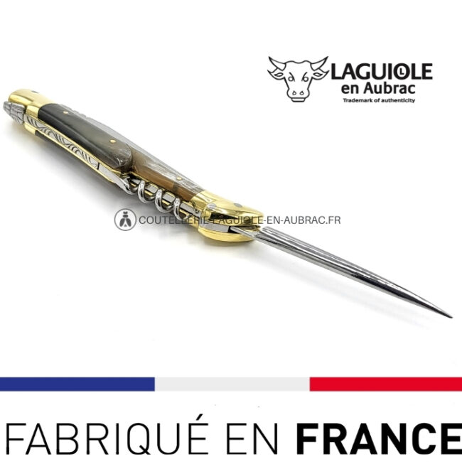 couteau laguiole poinçon corne et laiton