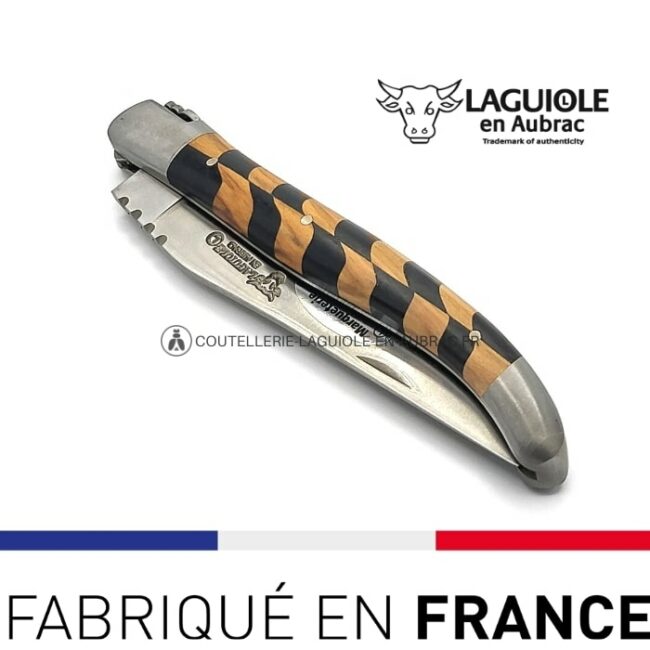 couteau pliant damier laguiole ébène olivier