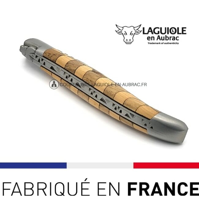 couteau pliant laguiole manche damier noyer genévrier