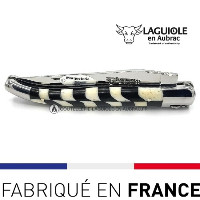 couteau de poche laguiole 12cm damier os ébène