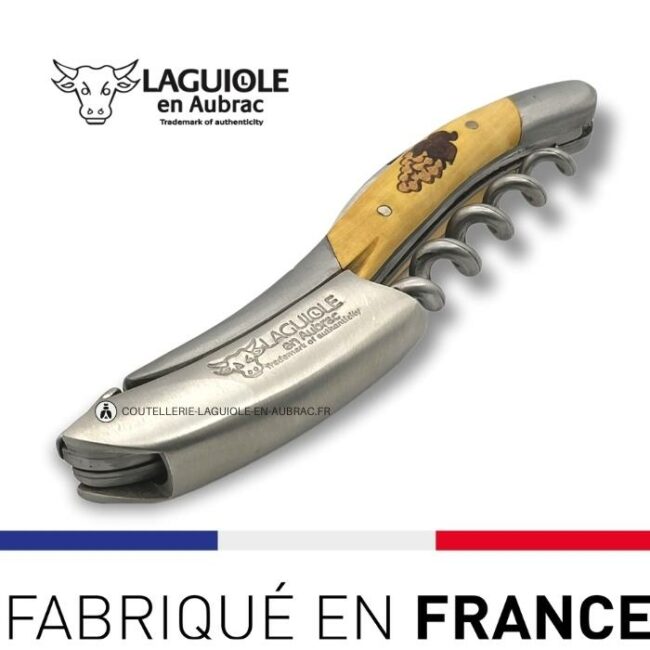 laguiole tire bouchon marqueterie raisin buis