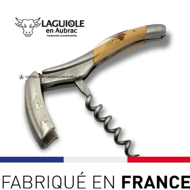 sommelier tire bouchon laguiole marqueterie grappe raisin sur genevrier