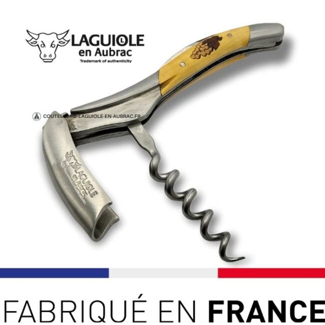 sommelier tire bouchon laguiole marqueterie raisin buis