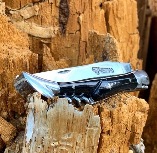 couteau laguiole tire bouchon manche noir brillant