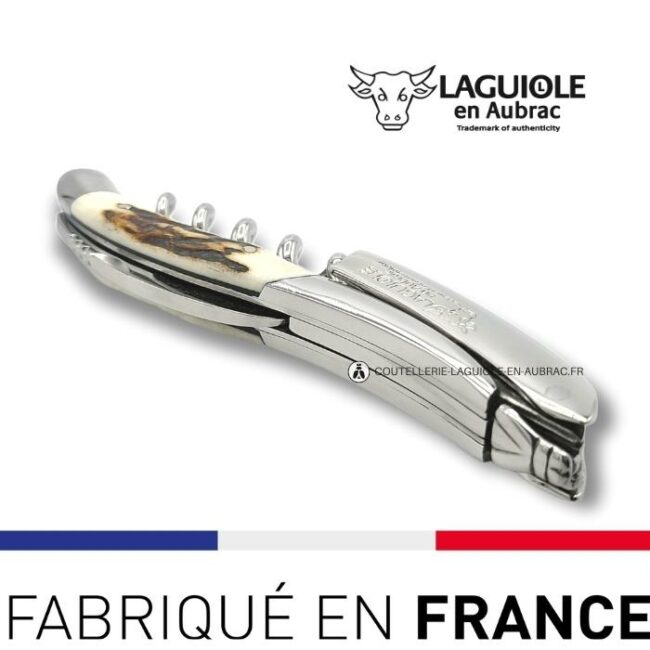 laguiole tire bouchon bois de cerf brillant