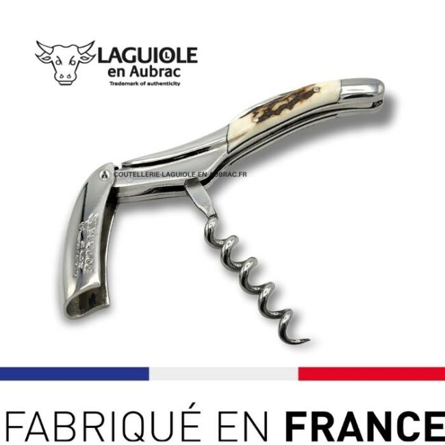 sommelier tire bouchon laguiole bois de cerf brillant