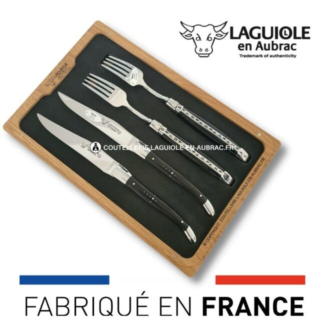 set 4 couverts laguiole manche bois précieux
