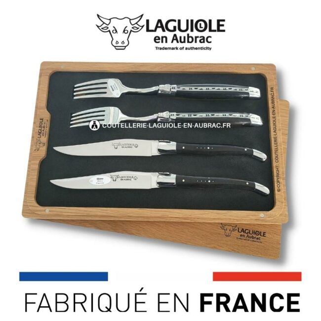 set 4 couverts laguiole manche bois précieux